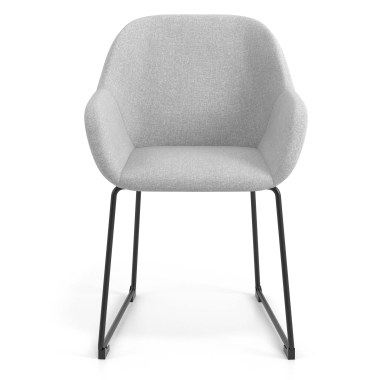 visitor chair light gray sled base frame fabric upholstered armrests 4