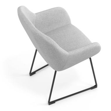 visitor chair light gray sled base frame fabric upholstered armrests 7