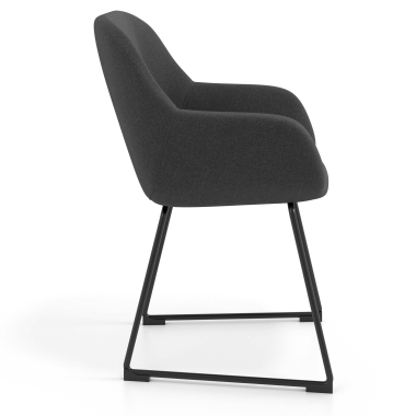 visitor chair anthracite sled base frame fabric upholstered armrests 3