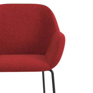 visitor chair red sled base frame fabric upholstered armrests 5