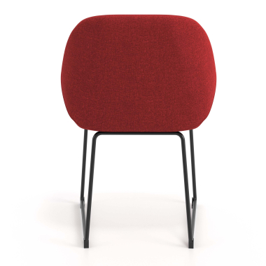 visitor chair red sled base frame fabric upholstered armrests 6