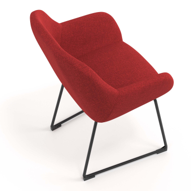visitor chair red sled base frame fabric upholstered armrests 7