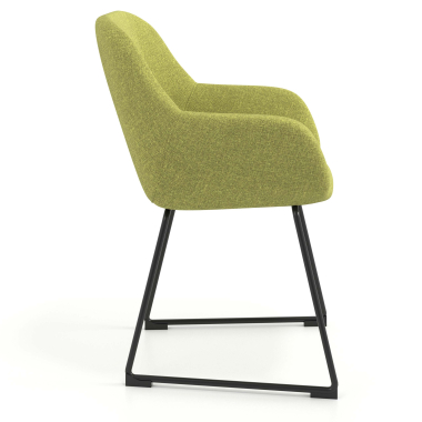 visitor chair green sled base frame fabric upholstered armrests 3