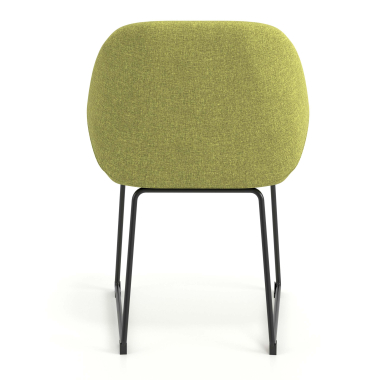 visitor chair green sled base frame fabric upholstered armrests 6