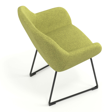 visitor chair green sled base frame fabric upholstered armrests 7