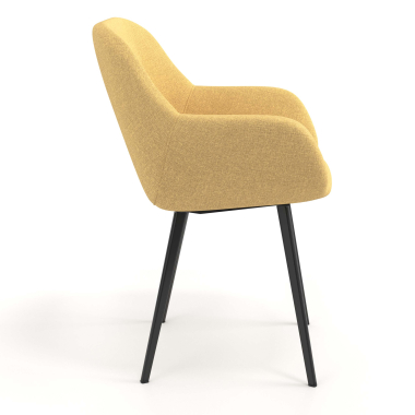 visitor chair black yellow 4 legs fabric upholstered armrests 3