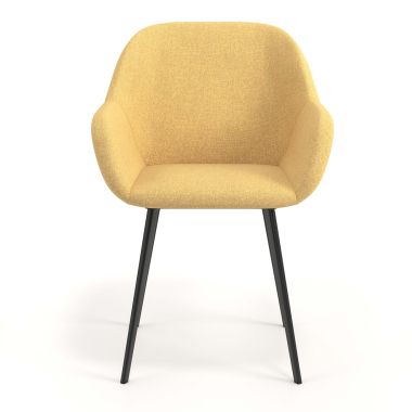 visitor chair black yellow 4 legs fabric upholstered armrests 4
