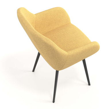 visitor chair black yellow 4 legs fabric upholstered armrests 7