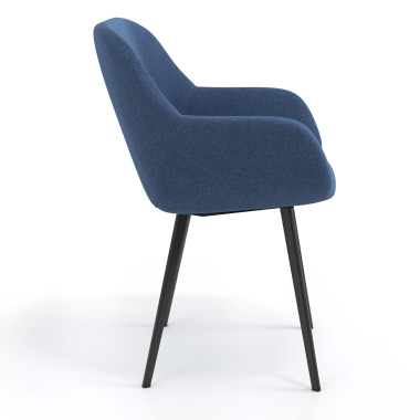 visitor chair black blue 4 legs fabric upholstered armrests 3