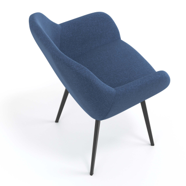 visitor chair black blue 4 legs fabric upholstered armrests 7