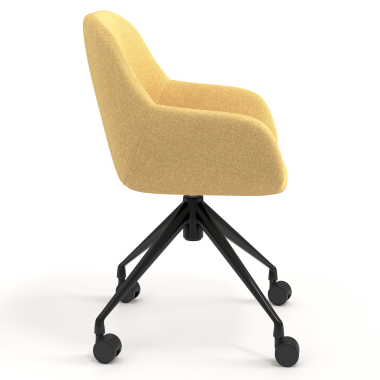 meeting room chair black yellow swivel with casters fabric upholstered armrests 3