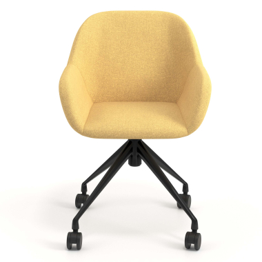 meeting room chair black yellow swivel with casters fabric upholstered armrests 4