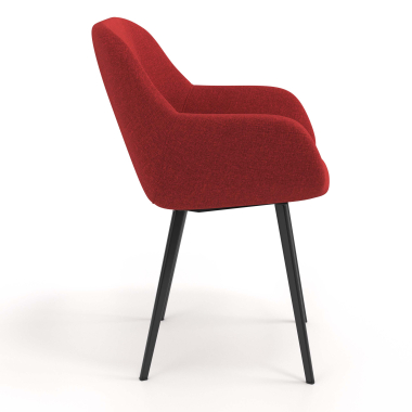 visitor chair red 4 legs fabric upholstered armrests 3