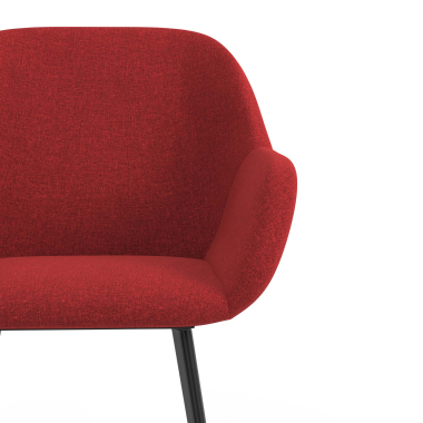 visitor chair red 4 legs fabric upholstered armrests 5