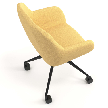 meeting room chair black yellow swivel with casters fabric upholstered armrests 7