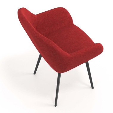 visitor chair red 4 legs fabric upholstered armrests 7