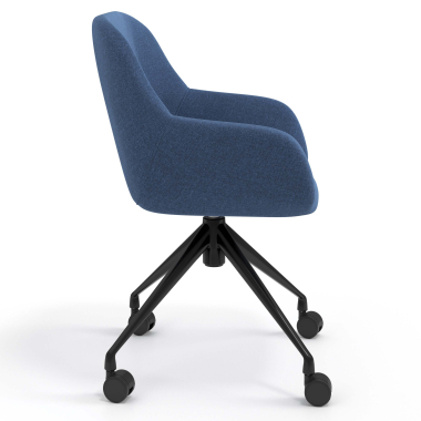 meeting room chair black blue swivel with casters fabric upholstered armrests 3