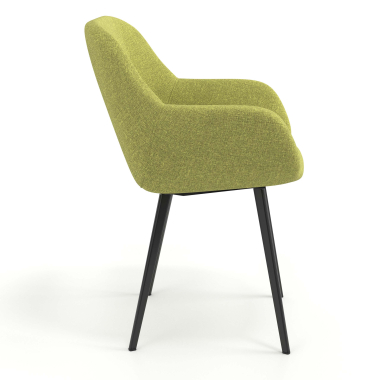 visitor chair green 4 legs fabric upholstered armrests 3