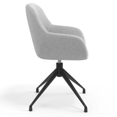 meeting room chair light gray swivel fabric upholstered armrests 3