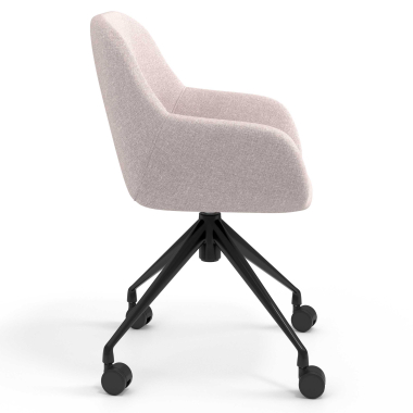 meeting room chair black beige swivel with casters fabric upholstered armrests 3