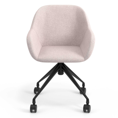 meeting room chair black beige swivel with casters fabric upholstered armrests 4