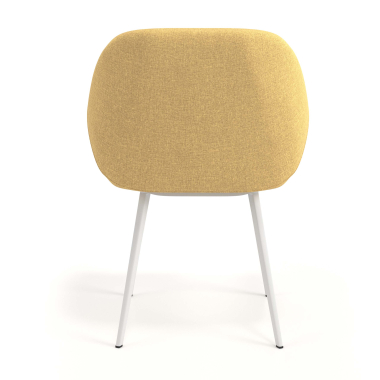 visitor chair yellow 4 legs fabric upholstered armrests 6