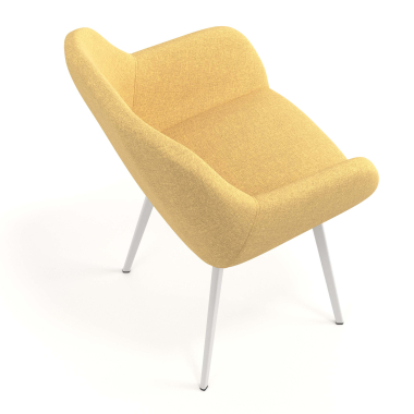 visitor chair yellow 4 legs fabric upholstered armrests 7