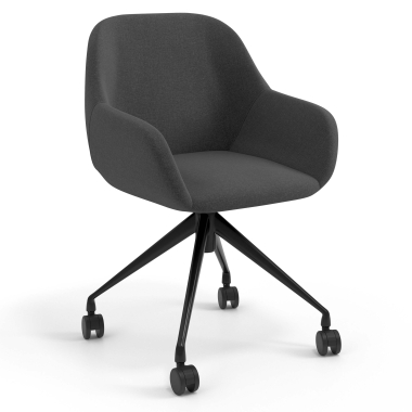 meeting room chair anthracite swivel with casters fabric upholstered armrests 1