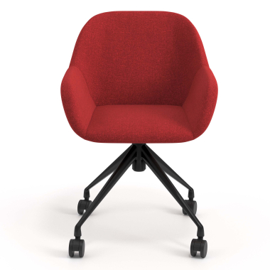 meeting room chair red swivel with casters fabric upholstered armrests 4
