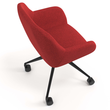 meeting room chair red swivel with casters fabric upholstered armrests 7