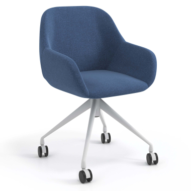 meeting room chair blue swivel with casters fabric upholstered armrests 1
