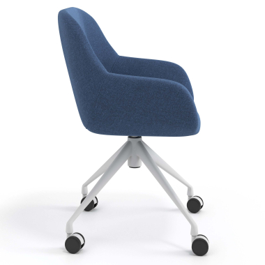 meeting room chair blue swivel with casters fabric upholstered armrests 3