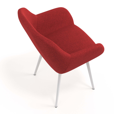 visitor chair red 4 legs fabric upholstered armrests 7