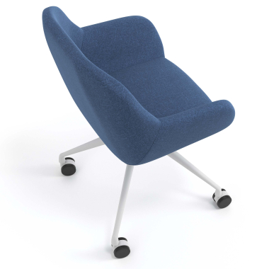 meeting room chair blue swivel with casters fabric upholstered armrests 7