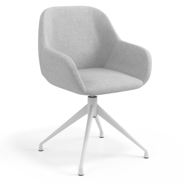 meeting room chair light gray swivel fabric upholstered armrests 1