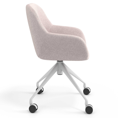 meeting room chair beige swivel with casters fabric upholstered armrests 3