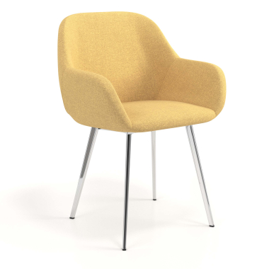 visitor chair yellow 4 legs fabric upholstered armrests 1