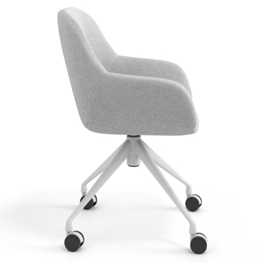 meeting room chair light gray swivel with casters fabric upholstered armrests 3