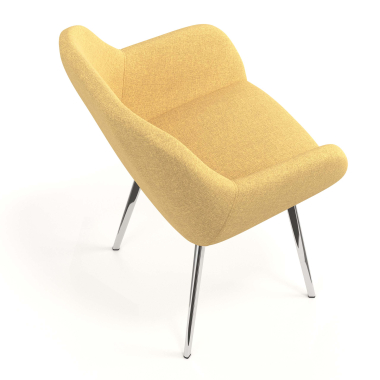 visitor chair yellow 4 legs fabric upholstered armrests 7