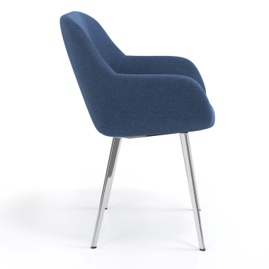 visitor chair blue 4 legs fabric upholstered armrests 3