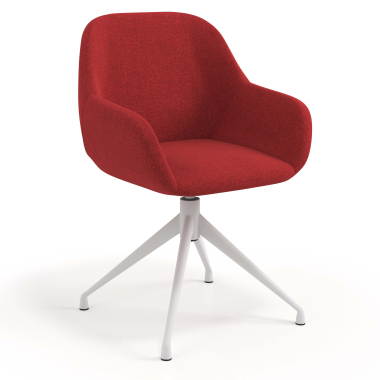 meeting room chair red swivel fabric upholstered armrests 1
