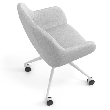 meeting room chair light gray swivel with casters fabric upholstered armrests 7