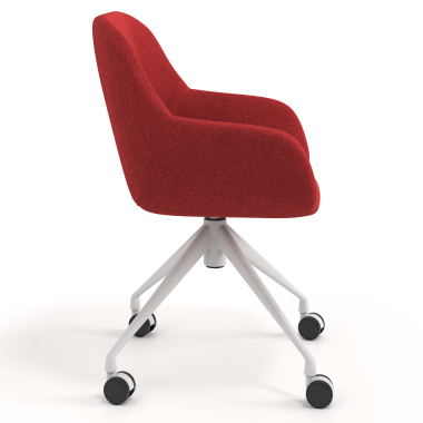 meeting room chair red swivel with casters fabric upholstered armrests 3