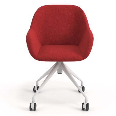 meeting room chair red swivel with casters fabric upholstered armrests 4
