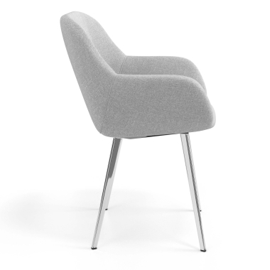 visitor chair light gray 4 legs fabric upholstered armrests 3