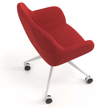 meeting room chair red swivel with casters fabric upholstered armrests 7