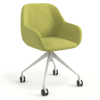 meeting room chair green swivel with casters fabric upholstered armrests 1