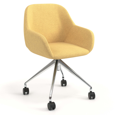 meeting room chair yellow swivel with casters fabric upholstered armrests 1