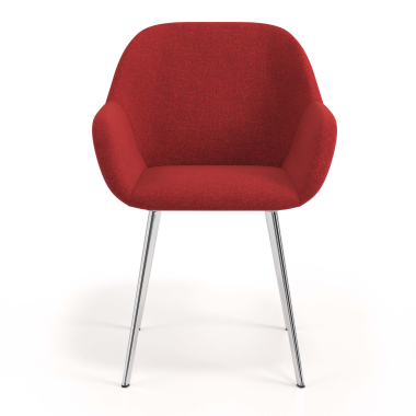 visitor chair red 4 legs fabric upholstered armrests 4
