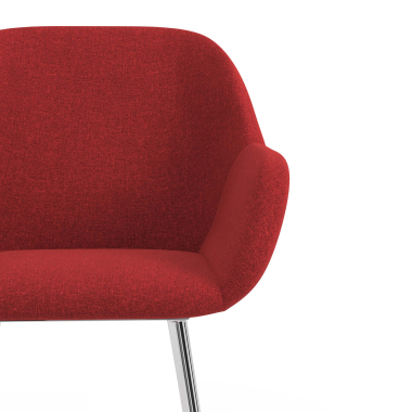 visitor chair red 4 legs fabric upholstered armrests 5